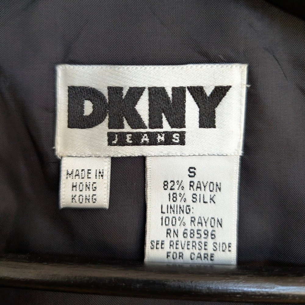 DKNY Jeans Velvet Vest Black Silk Blend Button Front 90s Grunge Small - Picture 6 of 6